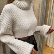 Womens-Turtleneck-Cropped-Sweater-White-3