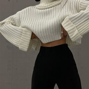 Womens-Turtleneck-Cropped-Sweater-White-5