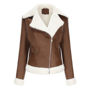 Womens-Fleece-Lined-Leather-Jacket-Coffee-5