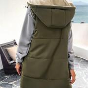 Womens-Long-Reversible-Vest-Sleeveless-Fleece-Jacket-Armygreen-2