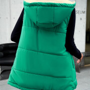 Womens-Long-Reversible-Vest-Sleeveless-Fleece-Jacket-Green-2