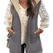 Womens-Long-Reversible-Vest-Sleeveless-Fleece-Jacket-Grey-1