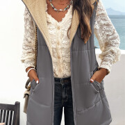 Womens-Long-Reversible-Vest-Sleeveless-Fleece-Jacket-Grey-6