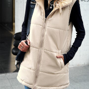 Womens-Long-Reversible-Vest-Sleeveless-Fleece-Jacket-Khaki-4