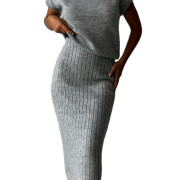 Womens-2-Piece-Outfits-Sweater-Skirt-Set-Grey-1