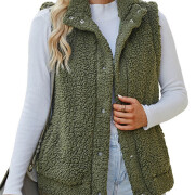 Womens-Fleece-Vest-Sleeveless-Button-Down-Fuzzy-Sherpa-Vest-Green-1