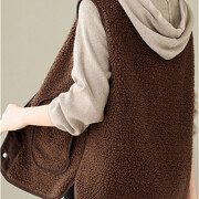 Womens-Sherpa-Vest-Sleeveless-Button-Down-Fuzzy-Fleece-Vest-Jacket-Brown-2