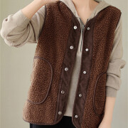 Womens-Sherpa-Vest-Sleeveless-Button-Down-Fuzzy-Fleece-Vest-Jacket-Brown-3