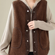 Womens-Sherpa-Vest-Sleeveless-Button-Down-Fuzzy-Fleece-Vest-Jacket-Brown-4