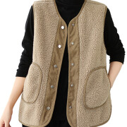 Womens-Sherpa-Vest-Sleeveless-Button-Down-Fuzzy-Fleece-Vest-Jacket-Khaki-1