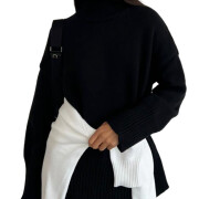 Womens-2023-Winter-Oversized-Turtleneck-Sweater-Black-1