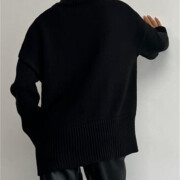 Womens-2023-Winter-Oversized-Turtleneck-Sweater-Black-2