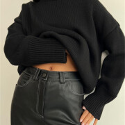 Womens-2023-Winter-Oversized-Turtleneck-Sweater-Black-3