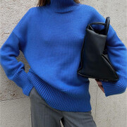 Womens-2023-Winter-Oversized-Turtleneck-Sweater-Blue-2