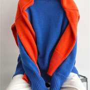 Womens-2023-Winter-Oversized-Turtleneck-Sweater-Blue-4