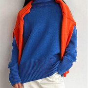 Womens-2023-Winter-Oversized-Turtleneck-Sweater-Blue-5