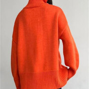 Womens-2023-Winter-Oversized-Turtleneck-Sweater-Orange-2