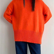 Womens-2023-Winter-Oversized-Turtleneck-Sweater-Orange-3