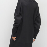 Womens-Turtleneck-Oversized-Knit-Dress-Black-2