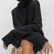 Womens-Turtleneck-Oversized-Knit-Dress-Black-6