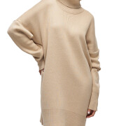 Womens-Turtleneck-Oversized-Knit-Dress-Khaki-1