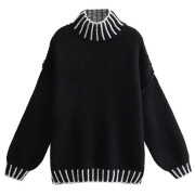 Womens-Turtleneck-Oversized-Sweater-Black-1