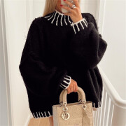 Womens-Turtleneck-Oversized-Sweater-Black-2