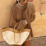 Womens-Turtleneck-Oversized-Sweater-Khaki-6