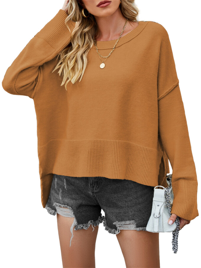 Womens-Crewneck-Long-Bell-Sleeve-Sweater-Brown-1.jpg