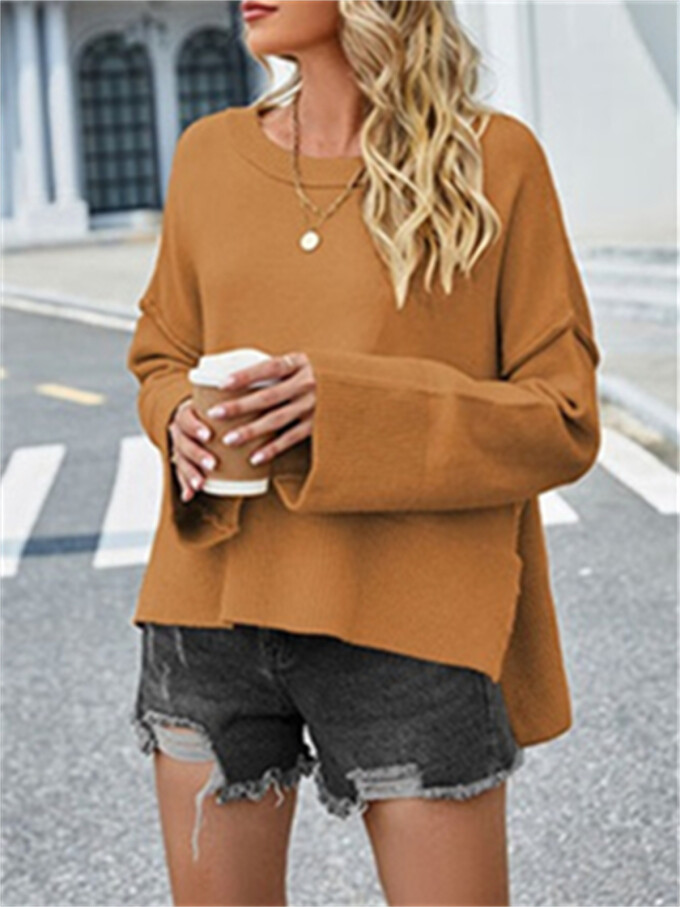 Womens-Crewneck-Long-Bell-Sleeve-Sweater-Brown-4.jpg