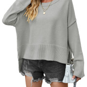 Womens-Crewneck-Long-Bell-Sleeve-Sweater-Grey-1