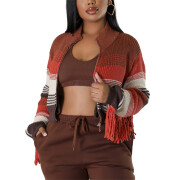 Womens-Cropped-Sweater-Jacket-Brown-1