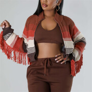 Womens-Cropped-Sweater-Jacket-Brown-5