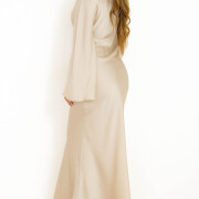 Womens-Satin-Long-Dress-Apricot-3