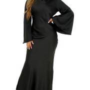 Womens-Satin-Long-Dress-Black-1