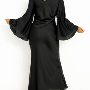 Womens-Satin-Long-Dress-Black-2