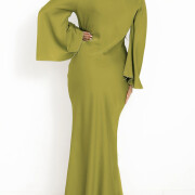 Womens-Satin-Long-Dress-Green-2