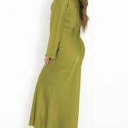 Womens-Satin-Long-Dress-Green-3