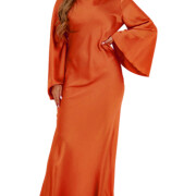 Womens-Satin-Long-Dress-Orange-1