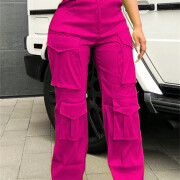 Womens-Cargo-Pants-High-Waisted-Wide-Leg-Pants-Rosered-2