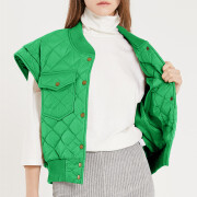 Womens-Oversized-Quilted-Vest-Sleeveless-Padded-Puffer-Jacket-Green-3