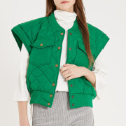 Womens-Oversized-Quilted-Vest-Sleeveless-Padded-Puffer-Jacket-Green-4