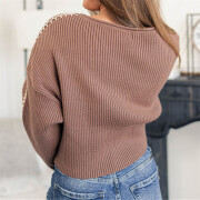 Womens-Winter-Crewneck-Long-Sleeve-Crop-Sweater-Brown-2