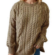 Womens-Winter-Cable-Knit-Sweater-Khaki-1