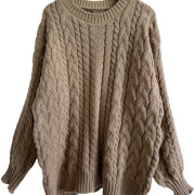 Womens-Winter-Cable-Knit-Sweater-Khaki-4