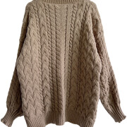 Womens-Winter-Cable-Knit-Sweater-Khaki-5