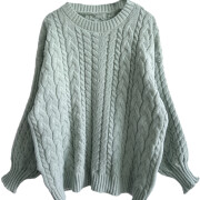 Womens-Winter-Cable-Knit-Sweater-Lightgreen-3