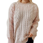 Womens-Winter-Cable-Knit-Sweater-Pink-1