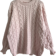 Womens-Winter-Cable-Knit-Sweater-Pink-4