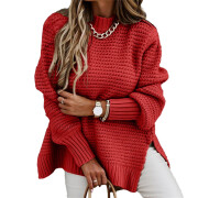 Womens-Chunky-Cable-Knit-Sweater-Red-1